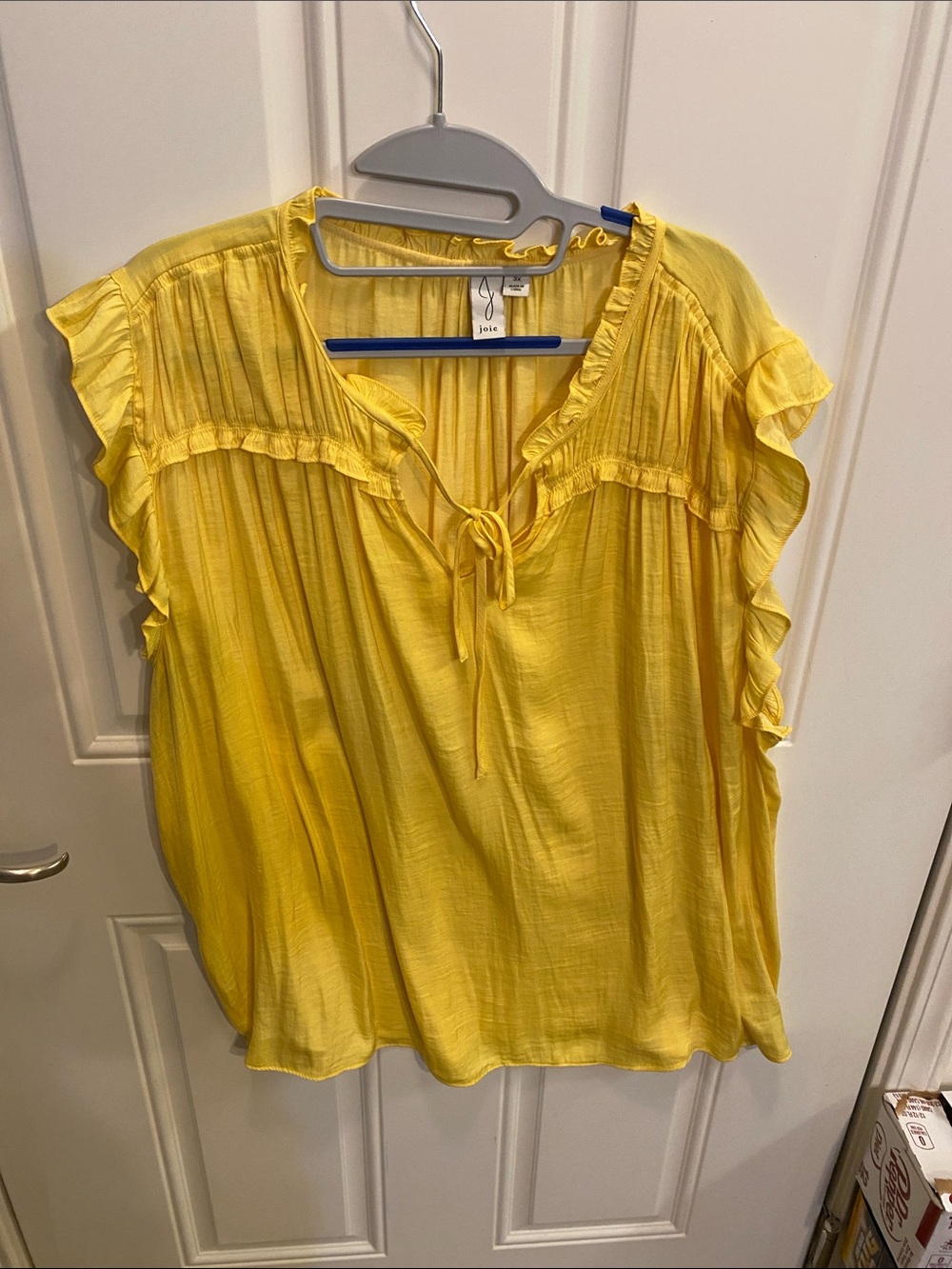 Joie Sunny Yellow Ruffle Tie-Front Blouse